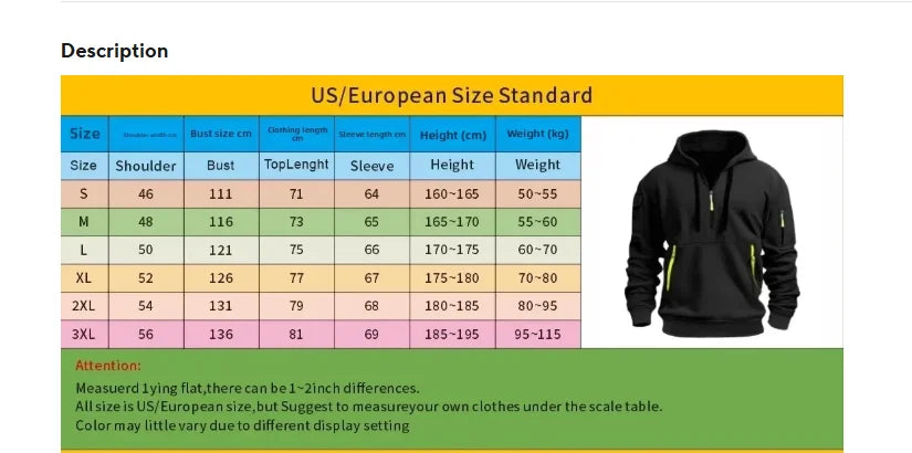 Noxwear-Men's tracksuit zipper hood multi-pocket and protective pants casual jogging tracksuit fall/winter 2-piece setLarge size S-3XL