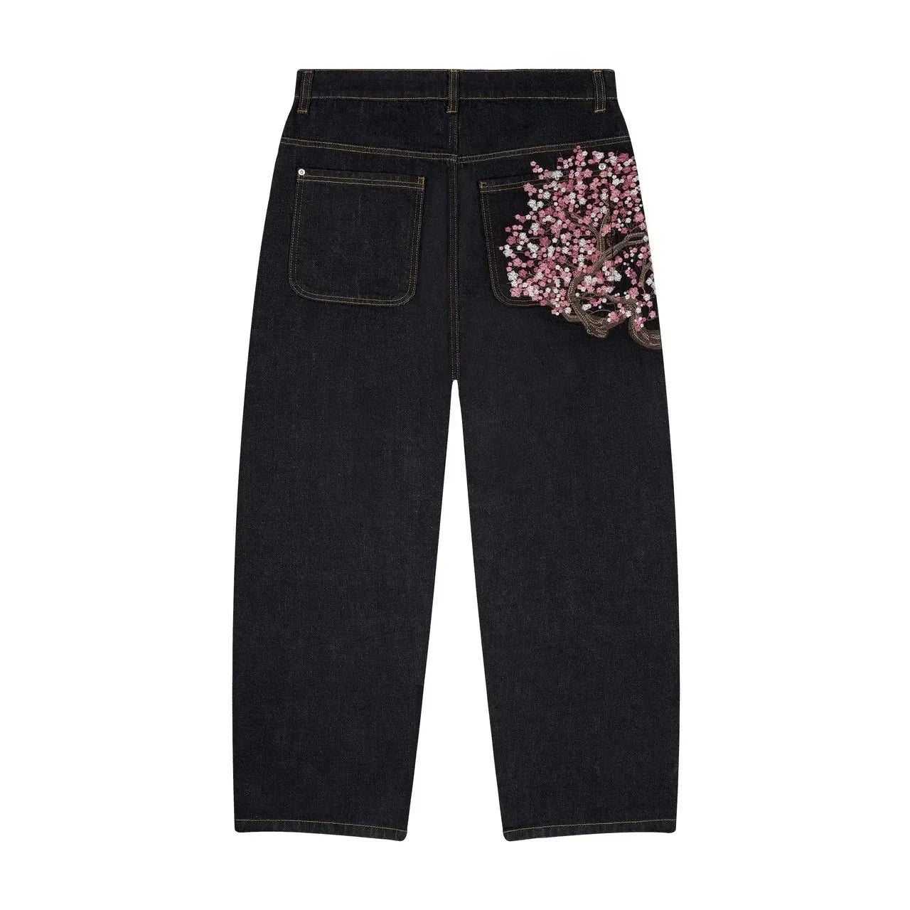 Noxwear - Y2K Baggy jeans Cherry Blossom Selvedge Embroidery Denim Pants men women denim fabric American Hiphop Streetwear Wide Leg Jeans
