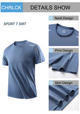 Noxwear - CHRLCK Men's Running Quick Drying T-shirts Breathable Hiking Fishing Tees Soft Elasticity Outdoor Sports Short Shirt Summer