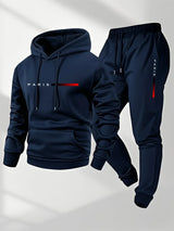 Noxwear-Printed sweatshirt set, wool sweatshirt and pants set for men, warm and casual sports sweatshirt pants set for autumn and winter