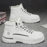 Noxwear - Winter Mens Warm Ankle Boots Fashion Versatile White Leather Shoes Outdoor Non-slip Sneakers for Man Motocycle Snows Boots Botas
