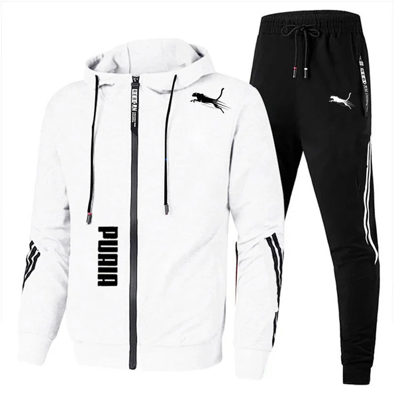 Noxwear-Men's Spring Autumn Tracksuit Set Long Sleeve Hoodie And Joggers 2-Piece Fitness Running Sportswear Casual Clothing