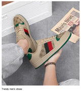 Noxwear - Spring Shoes for Men Canvas Casual Shoes Trend Print Cool Flat Skateboard Shoes Lace-up Sneaker Big Size