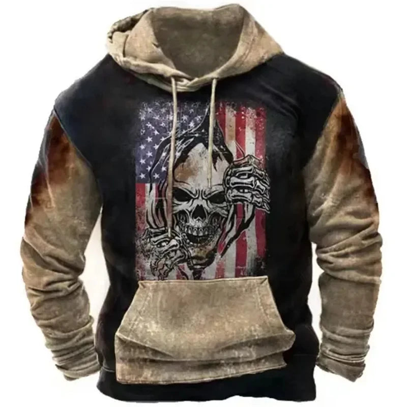 Noxwear - Fashion US Flag Print Hoodies For Men Hip Hop Trend Harajuku Vintage Clothes Spring and Autumn New in Sweatshirts Oversized Tops