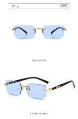 Noxwear - Rimless Sunglasses Rectangle Fashion Popular Women Men Shades Small Square Sun Glasses For Female Male Summer Traveling Oculos